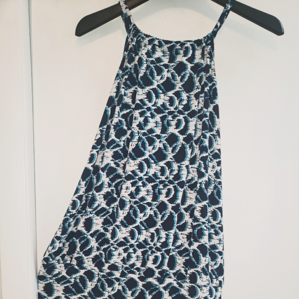 INC International Concepts Blue and White Foldover Front Tank Top